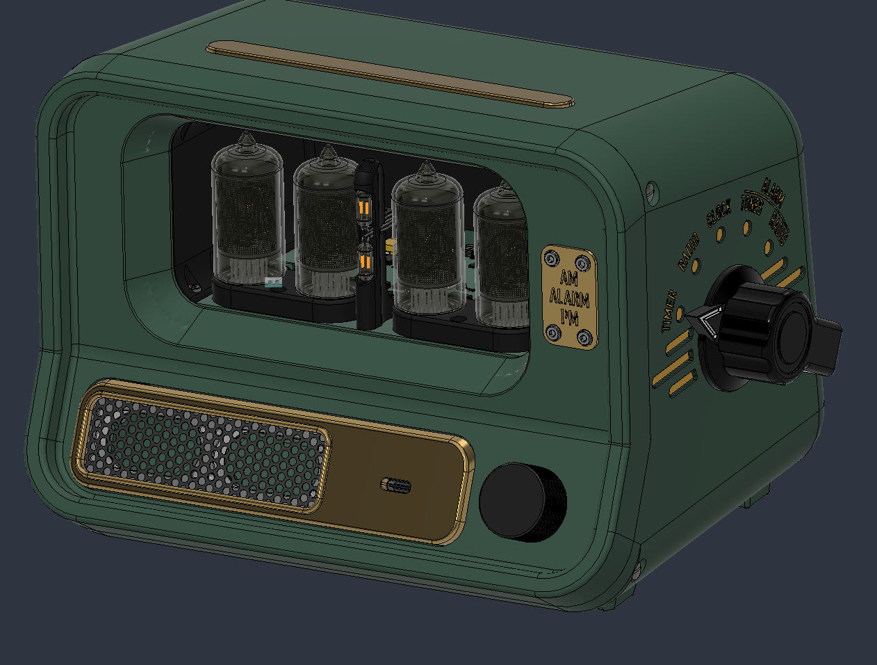 Final CAD screenshot of the clock