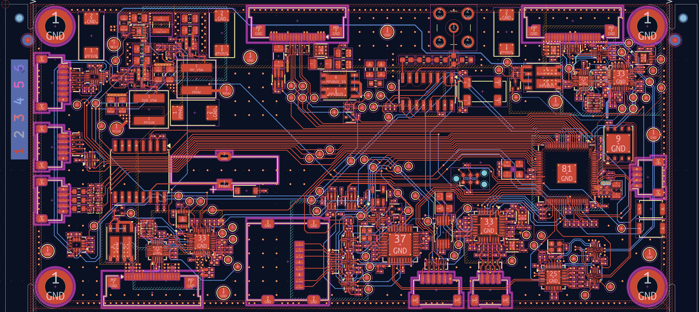 PCB layout of the main board (6 layer)